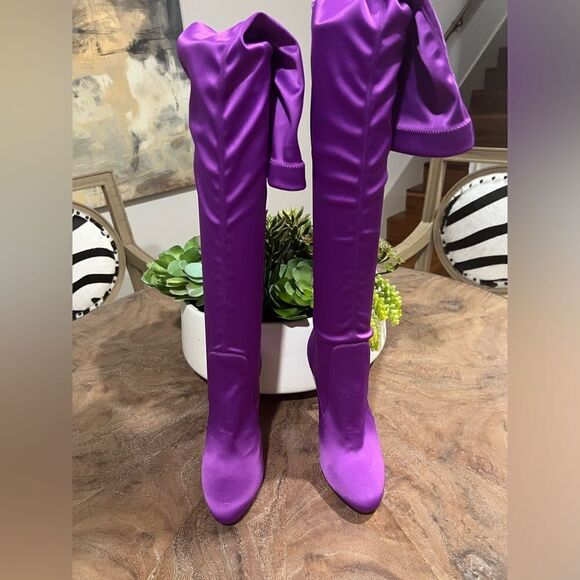 Aquazurra Satin over the knee boots size 38 (US size 7.5) NWT - Picture 3 of 16
